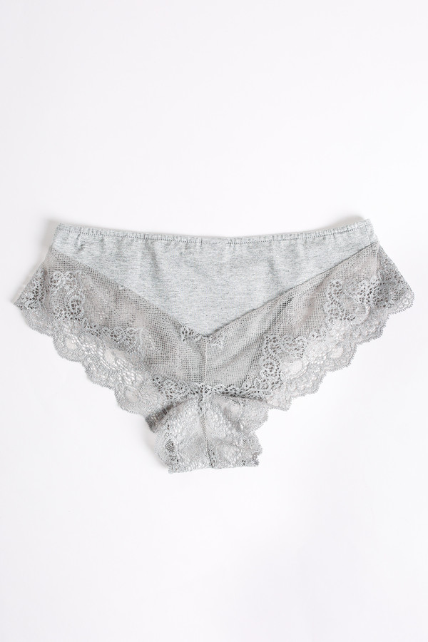 Only Hearts So fine hipster with lace back in heather grey Only Hearts So fine hipster with lace back in heather grey