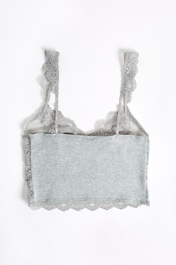 Only Hearts So fine lace cropped cami in heather grey Only Hearts So fine lace cropped cami in heather grey
