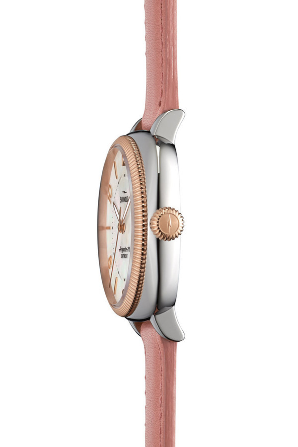 The Gomelsky 36mm watch in mother of pearl & orchid The Gomelsky 36mm watch in mother of pearl & orchid