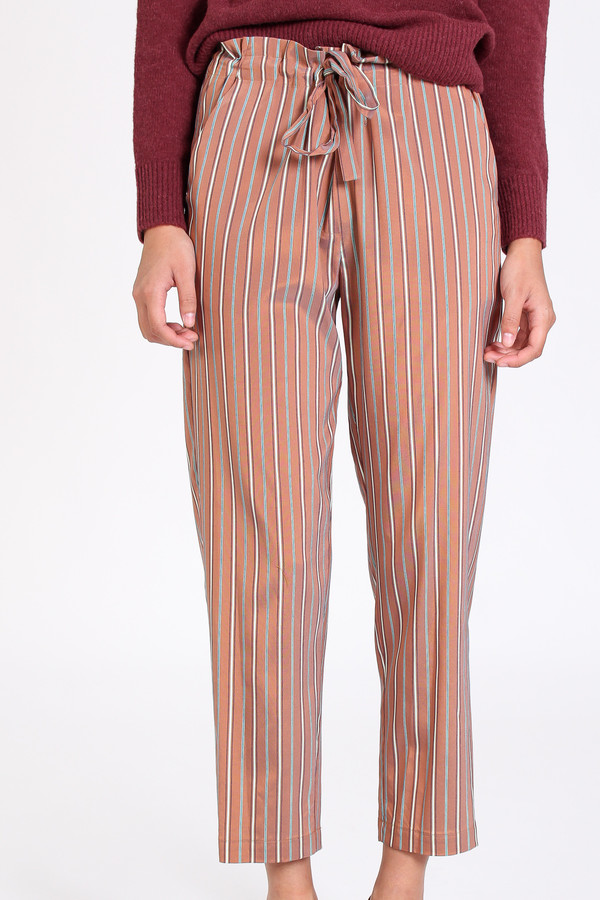 Raquel Allegra Tie front pant in copper stripe Raquel Allegra Tie front pant in copper stripe