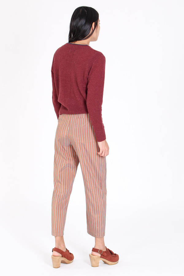 Raquel Allegra Tie front pant in copper stripe Raquel Allegra Tie front pant in copper stripe