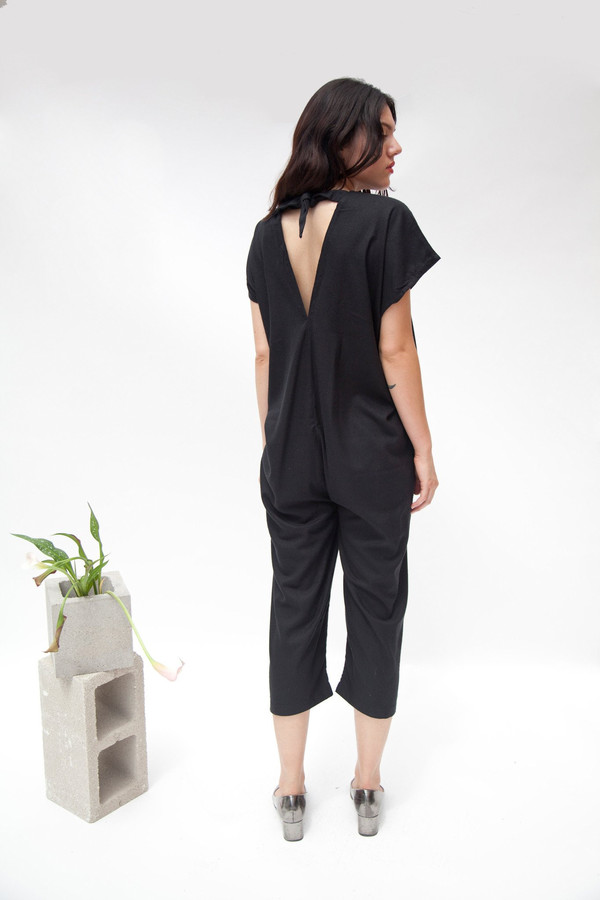 Miranda Bennett Everyday Jumpsuit, Black Silk Noil Miranda Bennett Everyday Jumpsuit, Black Silk Noil