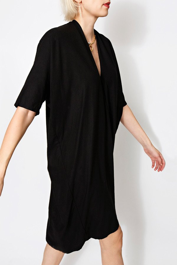 Miranda Bennett Muse Dress, Oversized, Black Silk Noil Miranda Bennett Muse Dress, Oversized, Black Silk Noil