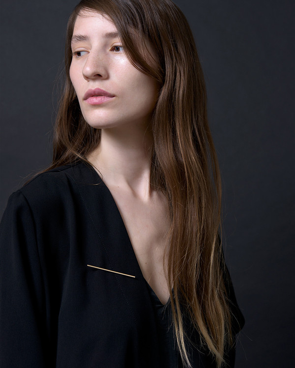 Knobbly Studio Slender Hexagonal Brooch, Gold Knobbly Studio Slender Hexagonal Brooch, Gold