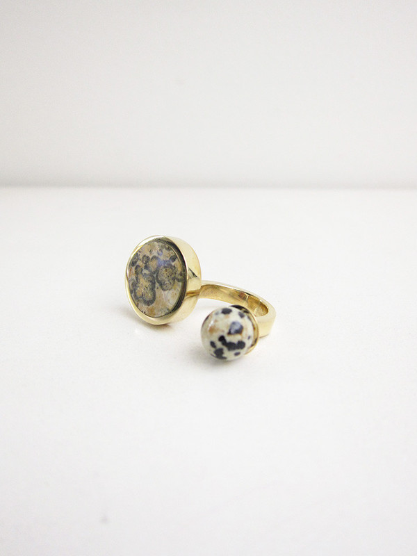 Quarry Jaspe Double Ring, Ocean/Dalmation Quarry Jaspe Double Ring, Ocean/Dalmation