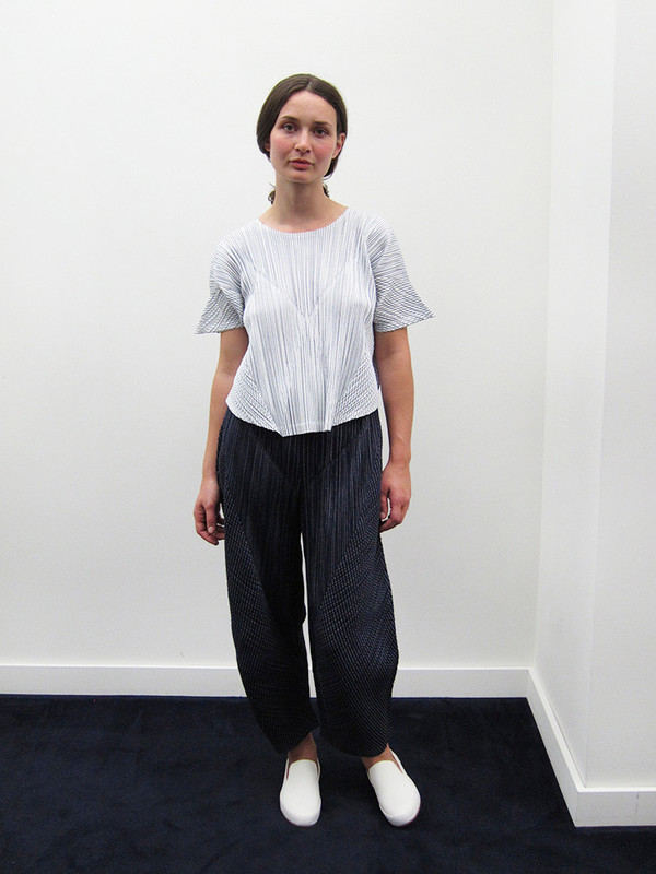 Issey Miyake Kasuri Stripe Top - White Issey Miyake Kasuri Stripe Top - White