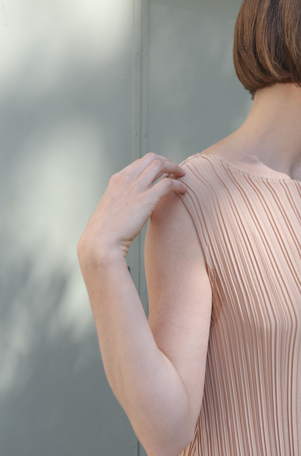 Objects Without Meaning Knife Pleat Dress in Nude Objects Without Meaning Knife Pleat Dress in Nude
