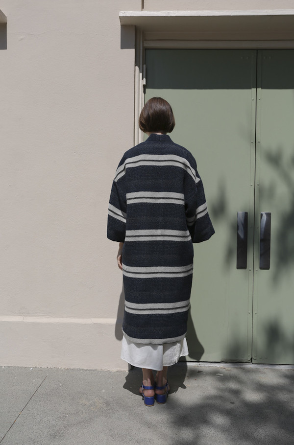 Horses Atelier Robe Coat in Wool Stripe Horses Atelier Robe Coat in Wool Stripe