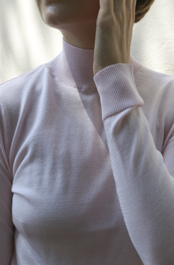 Objects Without Meaning Mock Neck Long Sleeve Top in Pink Objects Without Meaning Mock Neck Long Sleeve Top in Pink