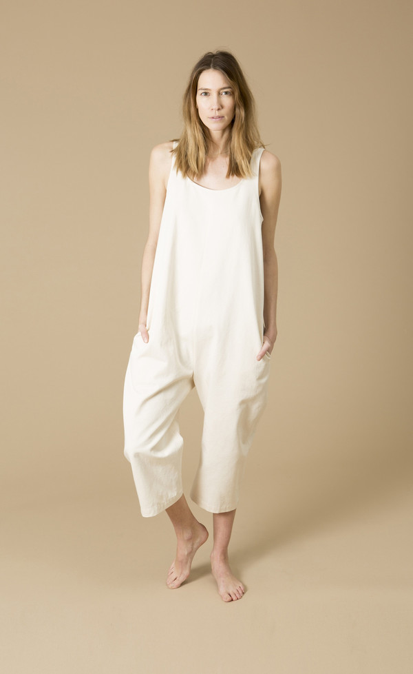 Ilana Kohn Gary Jumpsuit, Cream, Cotton Washed Twill Ilana Kohn Gary Jumpsuit, Cream, Cotton Washed Twill