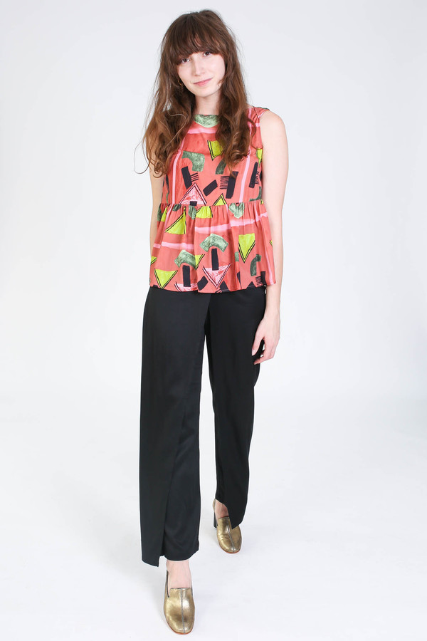 Rachel Comey Sleeveless longfellow top in clay print Rachel Comey Sleeveless longfellow top in clay print
