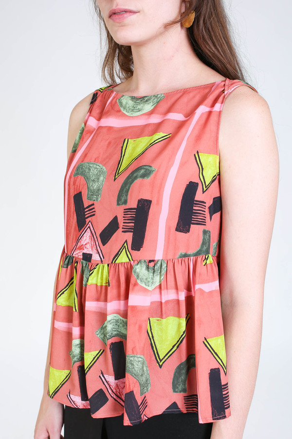 Rachel Comey Sleeveless longfellow top in clay print Rachel Comey Sleeveless longfellow top in clay print