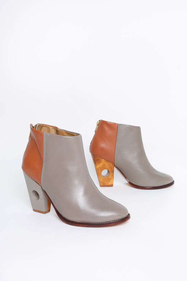 Nina Payne Halsey hole punch boot in grey/cognac Nina Payne Halsey hole punch boot in grey/cognac