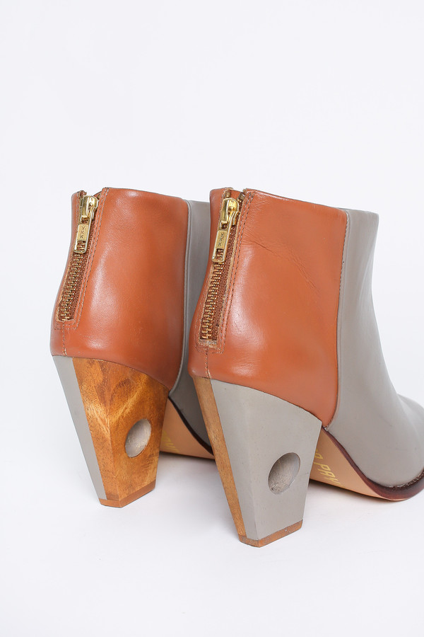 Nina Payne Halsey hole punch boot in grey/cognac Nina Payne Halsey hole punch boot in grey/cognac