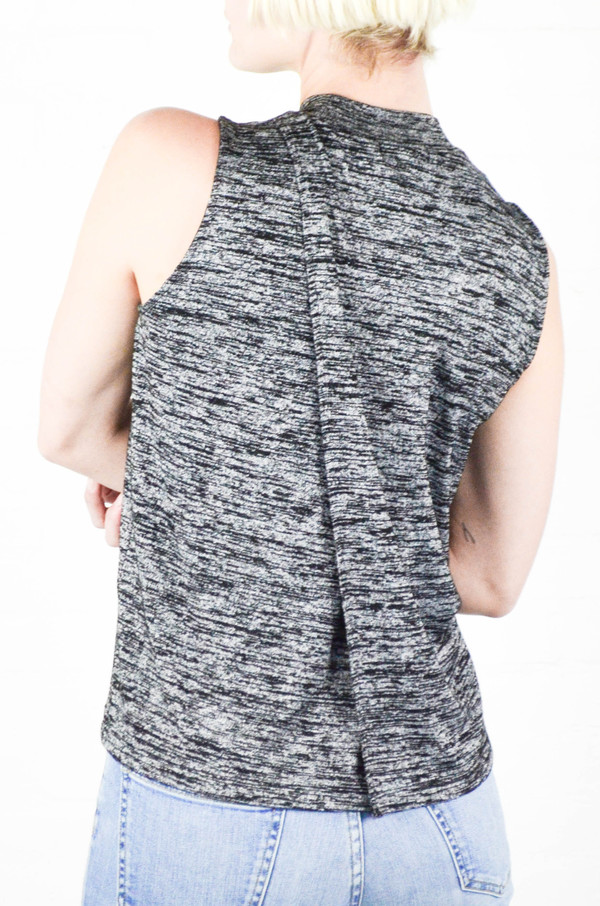 Rag and Bone Black Heather Hudson Mock Neck Tee Rag and Bone Black Heather Hudson Mock Neck Tee
