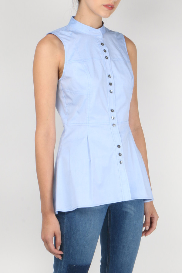 Derek Lam 10 Crosby S/L 3-Button Shirt W/ Peplum Derek Lam 10 Crosby S/L 3-Button Shirt W/ Peplum