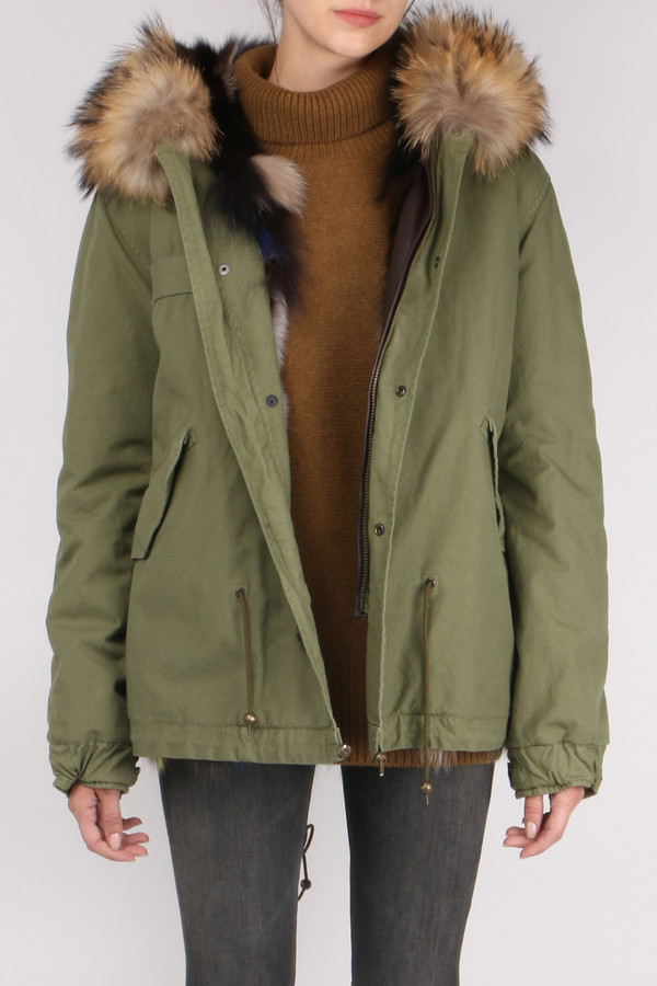 Mr & Mrs Italy Canvas Fur-Trimmed Mini Parka Mr & Mrs Italy Canvas Fur-Trimmed Mini Parka