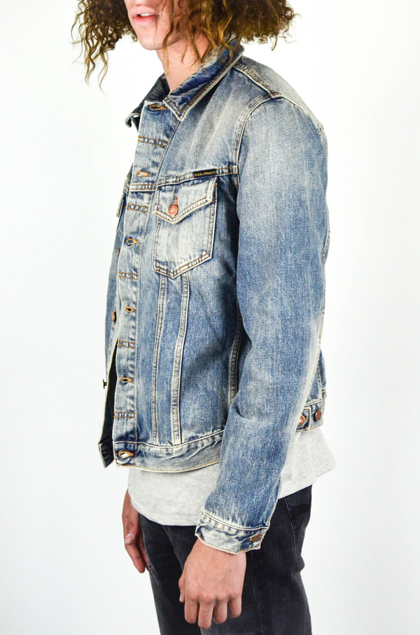 Men's Nudie Billy Shimmering Indigo Denim Jacket Men's Nudie Billy Shimmering Indigo Denim Jacket