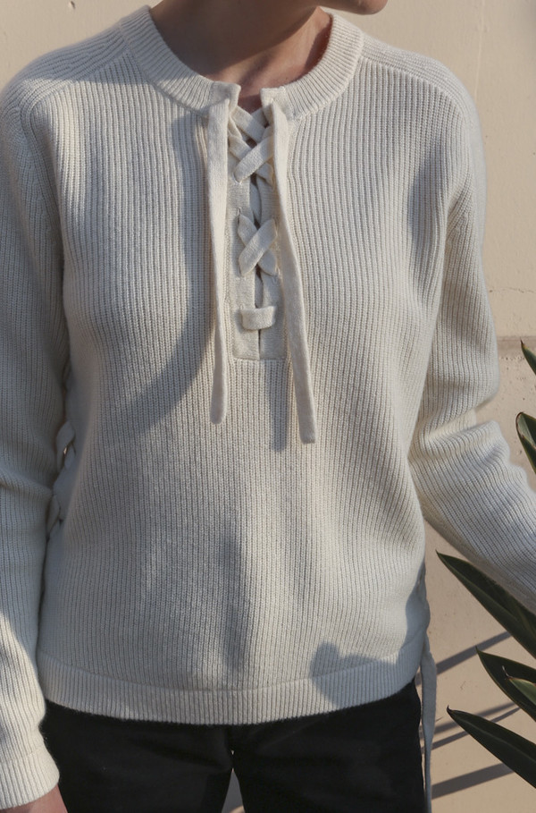 SVILU Lace-up Sweater in Ivory SVILU Lace-up Sweater in Ivory