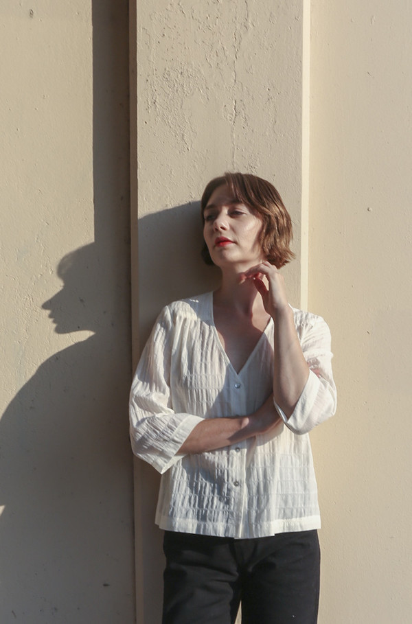 Horses Atelier V-Neck Button-Front Blouse in Ivory Horses Atelier V-Neck Button-Front Blouse in Ivory