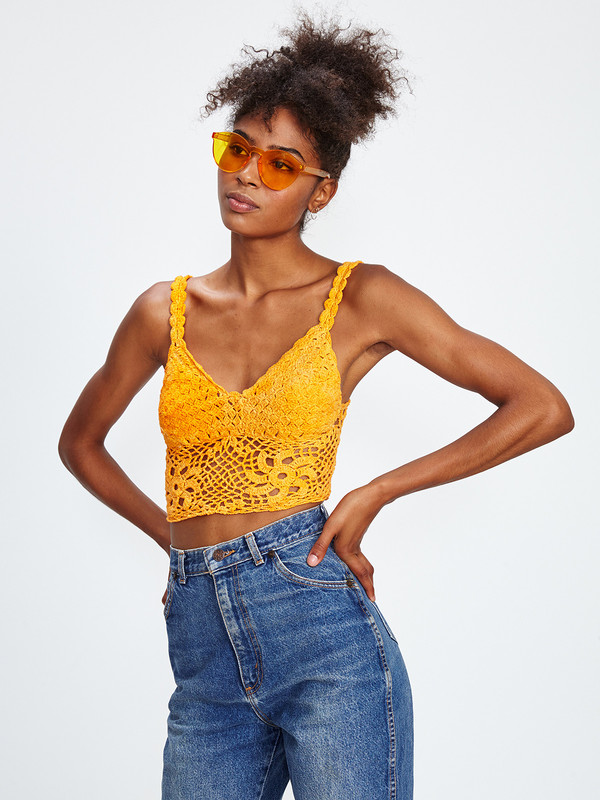 Harare CROCHET CROP TANK / TANGERINE Harare CROCHET CROP TANK / TANGERINE