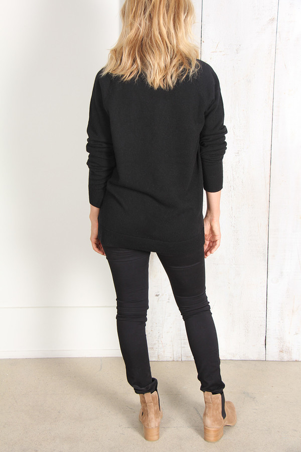 Raquel Allegra Black Cashmere Deep V Pullover Raquel Allegra Black Cashmere Deep V Pullover