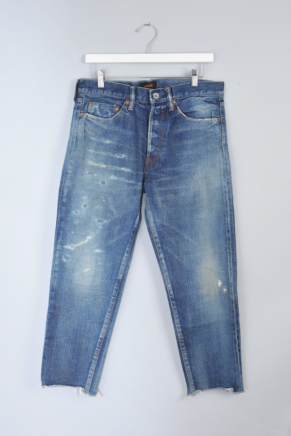 Used Repair Narrow Tapered Cut Jeans by Chimala Used Repair Narrow Tapered Cut Jeans by Chimala