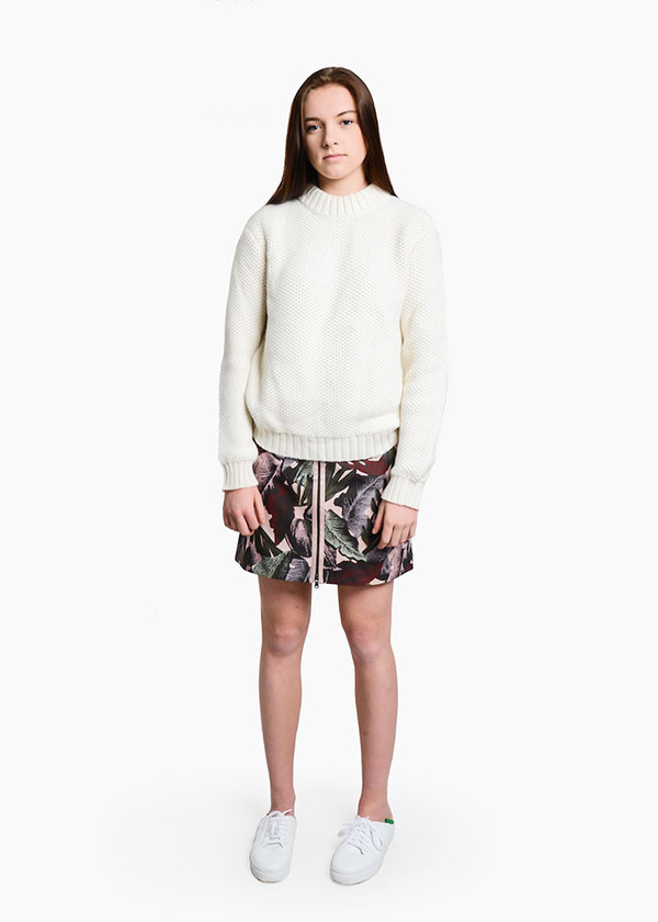 Svilu - Palm Print Zipper A-Line Skirt Svilu - Palm Print Zipper A-Line Skirt