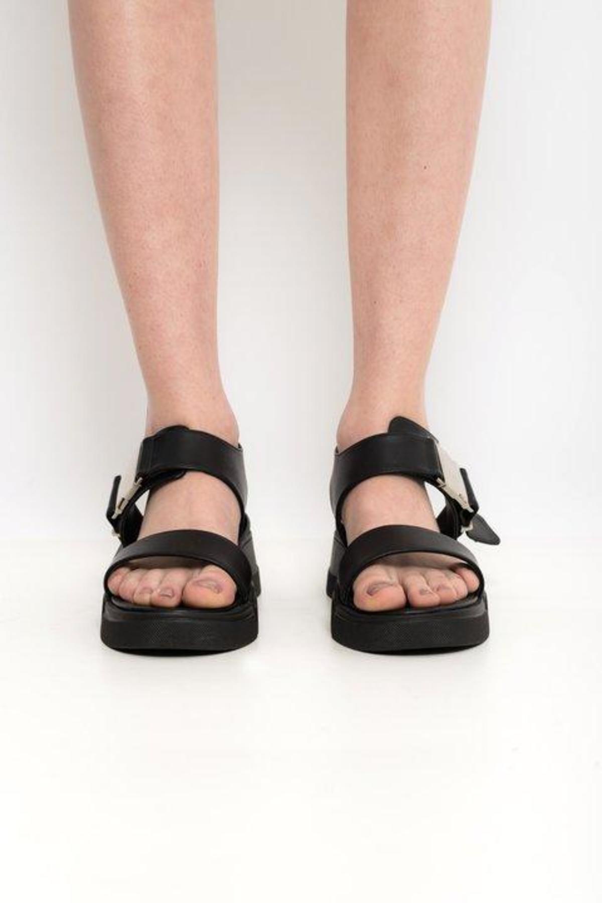 black sandals with thick soles