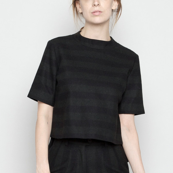 7115 by Szeki Mock-Neck Structured Top - Wool Stripe FW16 7115 by Szeki Mock-Neck Structured Top - Wool Stripe FW16
