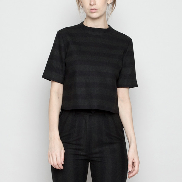 7115 by Szeki Mock-Neck Structured Top - Wool Stripe FW16 7115 by Szeki Mock-Neck Structured Top - Wool Stripe FW16