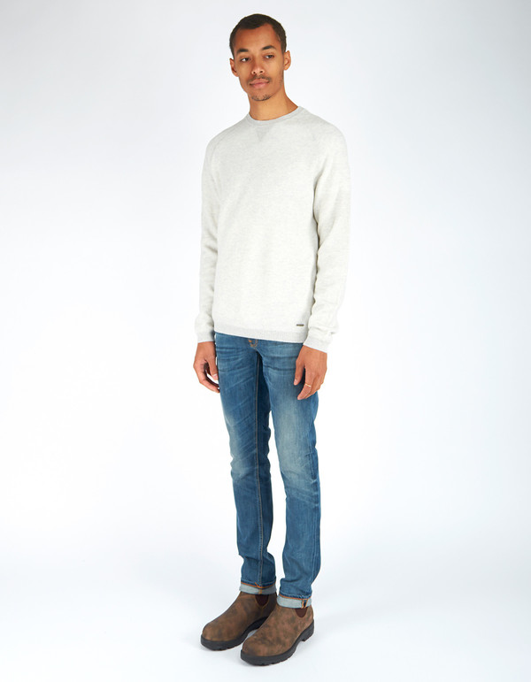 Men's Woolrich John Rich & Bros. Crew Neck Bee Stitch Sweater Grey Marle Men's Woolrich John Rich & Bros. Crew Neck Bee Stitch Sweater Grey Marle