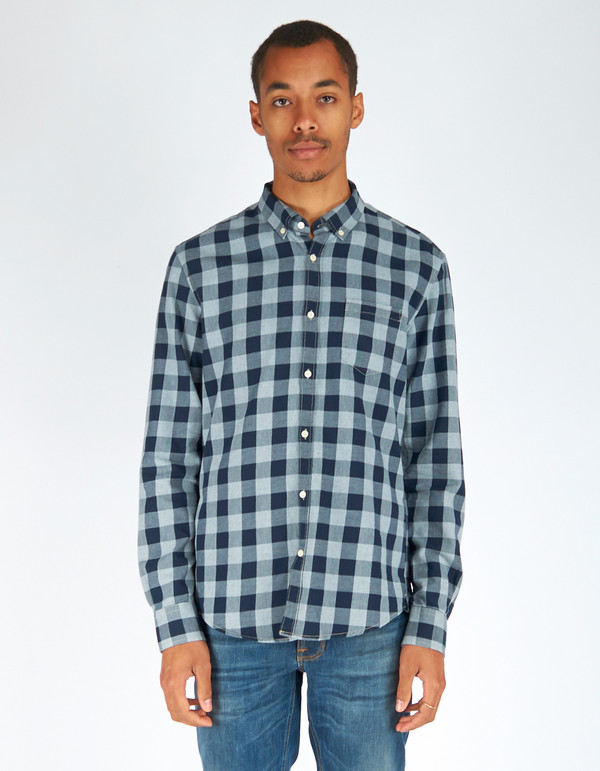 Woolrich John Rich & Bros. Indigo Check Shirt Navy Grey Woolrich John Rich & Bros. Indigo Check Shirt Navy Grey