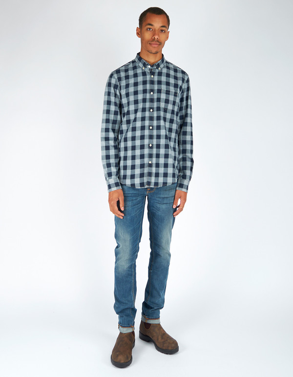 Woolrich John Rich & Bros. Indigo Check Shirt Navy Grey Woolrich John Rich & Bros. Indigo Check Shirt Navy Grey