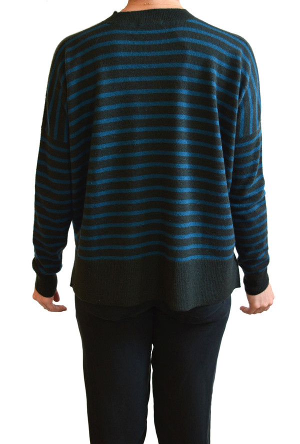 Demylee - Bennie Cashmere Striped Sweater (Olive & Eclipse Stripes) Demylee - Bennie Cashmere Striped Sweater (Olive & Eclipse Stripes)