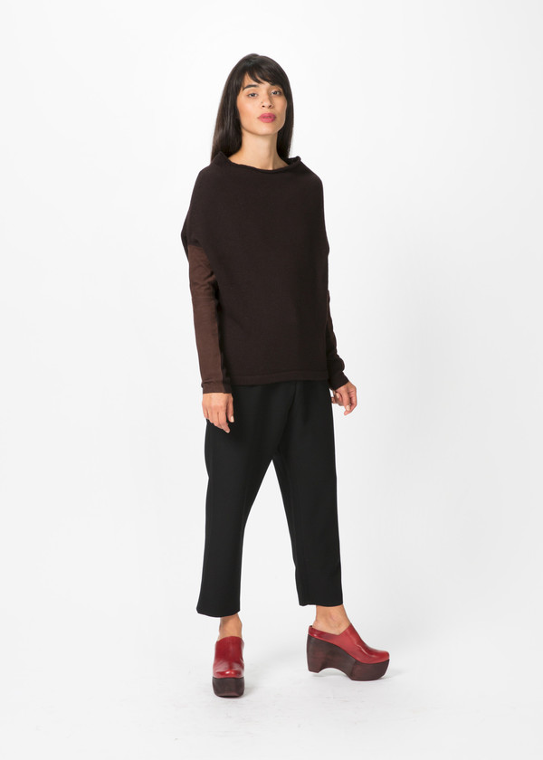 Kristensen du Nord Leather Trim Knit Pullover Kristensen du Nord Leather Trim Knit Pullover