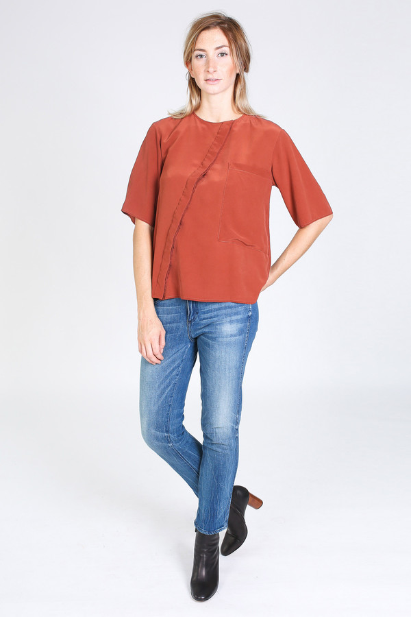Vincetta Asymmetrical Placket Shirt in sequoia Vincetta Asymmetrical Placket Shirt in sequoia