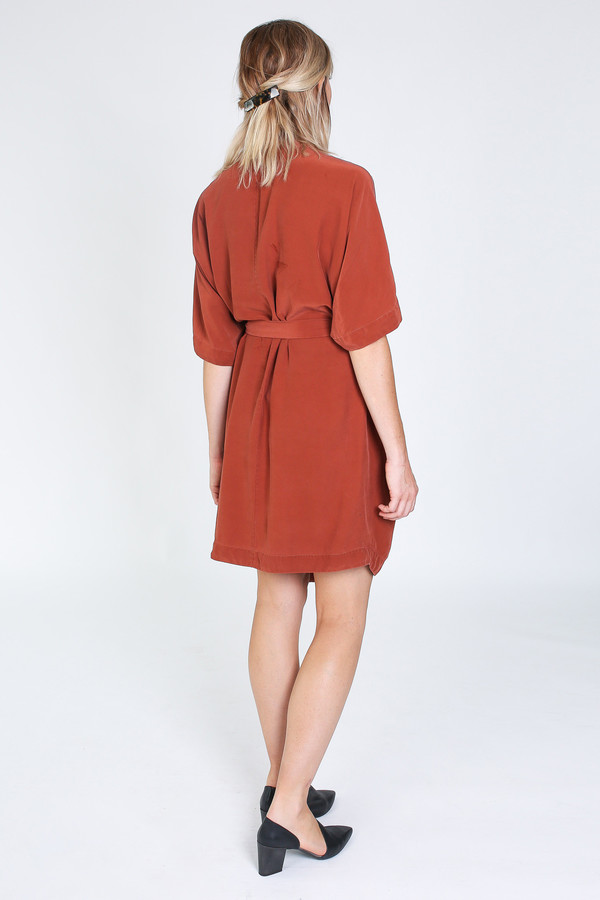 Vincetta Knee Length Kimono Dress in sequoia Vincetta Knee Length Kimono Dress in sequoia