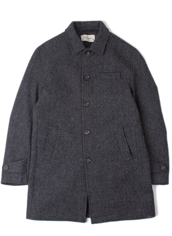 Men's Oliver Spencer Grandpa Coat Barrow Charcoal Men's Oliver Spencer Grandpa Coat Barrow Charcoal