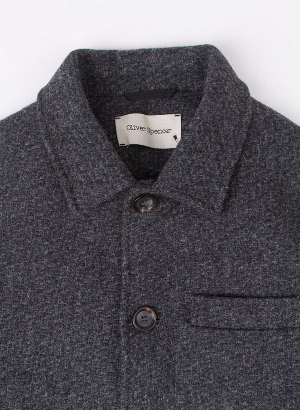 Men's Oliver Spencer Grandpa Coat Barrow Charcoal Men's Oliver Spencer Grandpa Coat Barrow Charcoal