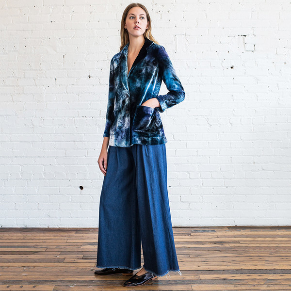 Raquel Allegra Single Breasted Velvet Tie Dye Blazer Raquel Allegra Single Breasted Velvet Tie Dye Blazer