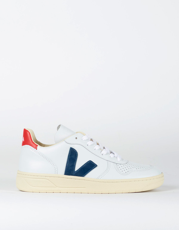 Veja V-10 Leather Sneaker Extra White Nautico Pekin Veja V-10 Leather Sneaker Extra White Nautico Pekin