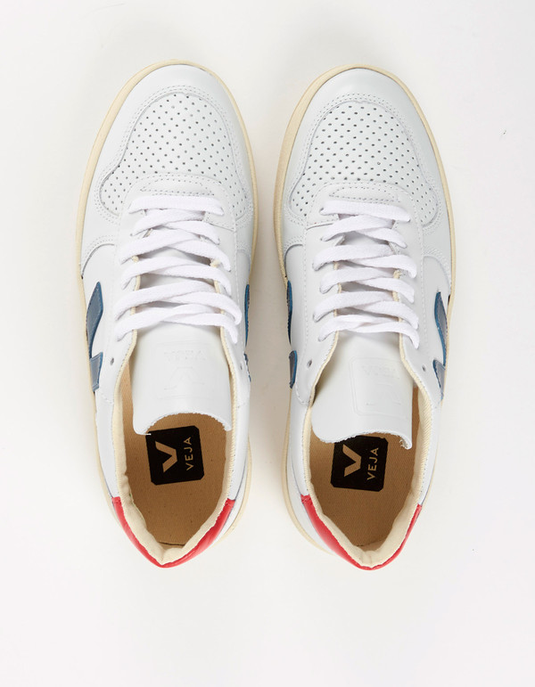 Veja V-10 Leather Sneaker Extra White Nautico Pekin Veja V-10 Leather Sneaker Extra White Nautico Pekin