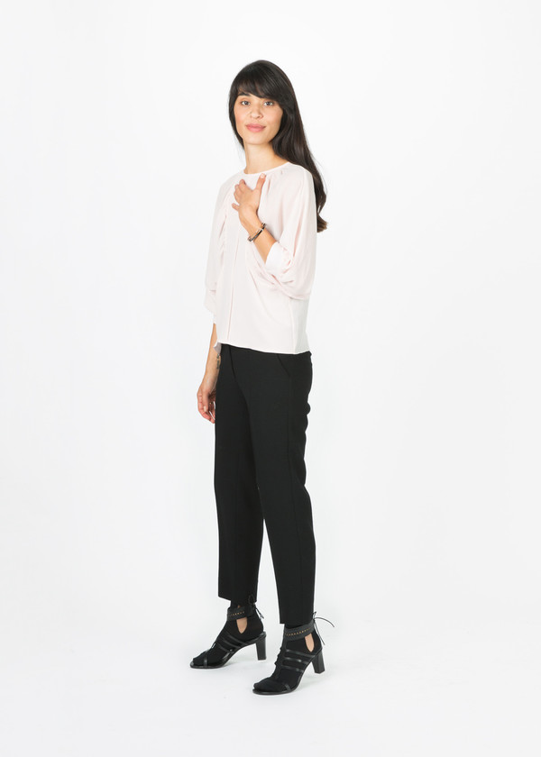 Amelia Toro Gathered Silk Crepe Blouse Amelia Toro Gathered Silk Crepe Blouse