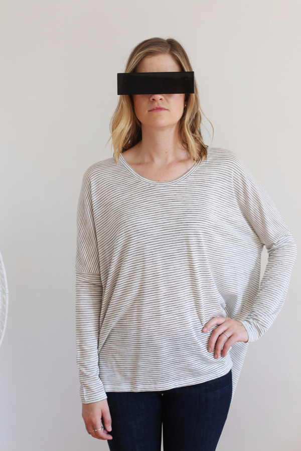 Margaux Lonnberg Ines Long Sleeve Tee in White with Black Stripes Margaux Lonnberg Ines Long Sleeve Tee in White with Black Stripes