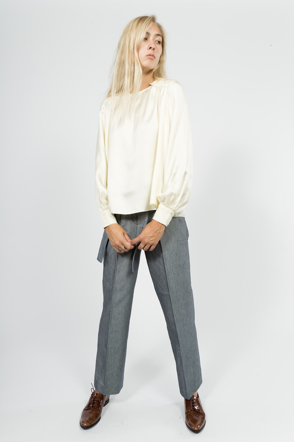 Trademark Silk Twill Shirred Blouse Trademark Silk Twill Shirred Blouse