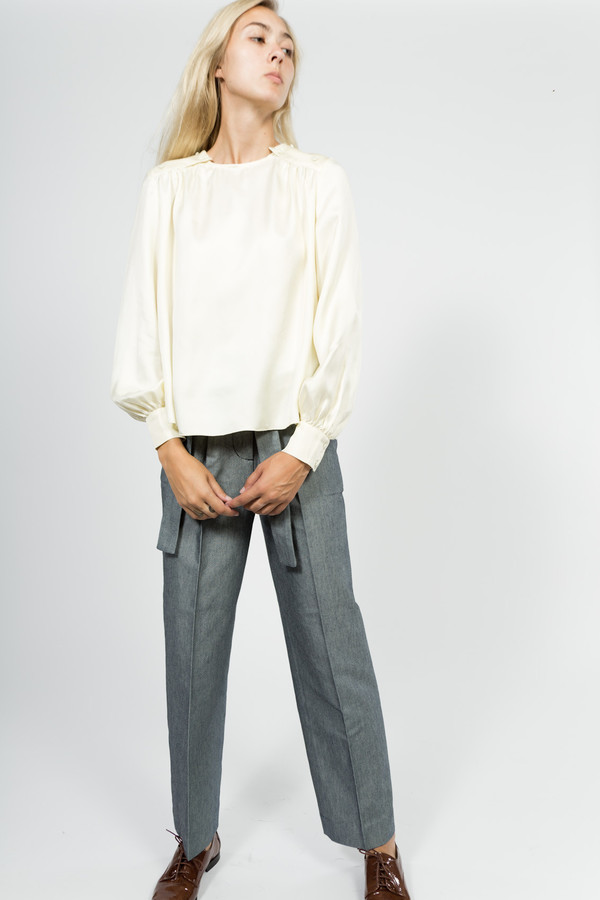 Trademark Silk Twill Shirred Blouse Trademark Silk Twill Shirred Blouse