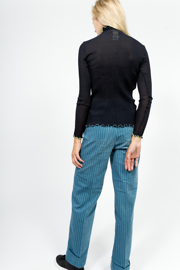 Trademark Lattice Trim Silk Turtleneck Trademark Lattice Trim Silk Turtleneck