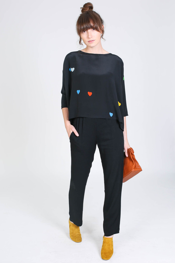 Creatures of Comfort Romy top in heart print Creatures of Comfort Romy top in heart print