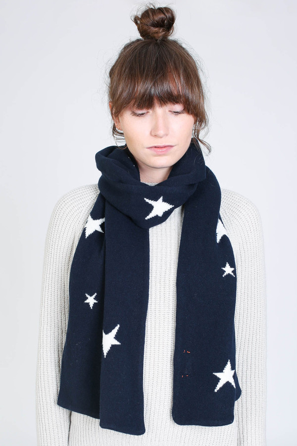 Chinti and Parker Star scarf in navy/cream Chinti and Parker Star scarf in navy/cream